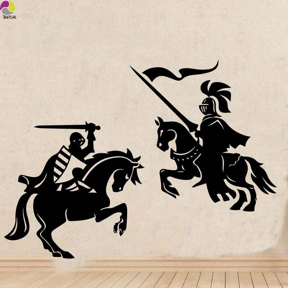 Knight Warrior Wall Sticker Dragon Slayer Horse Soldier Army Decal Vinyl Decor