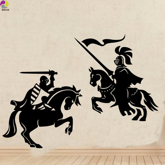 Knight Warrior Wall Sticker Dragon Slayer Horse Soldier Army Decal Vinyl Decor