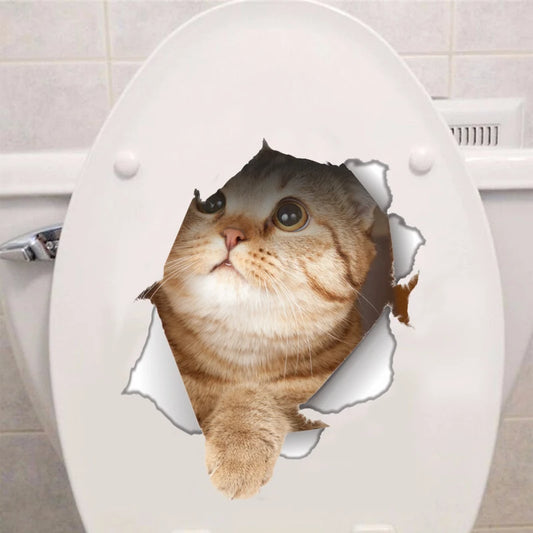 Vinyl Cat 3D Wall Sticker Bathroom Living Room Decor Decal