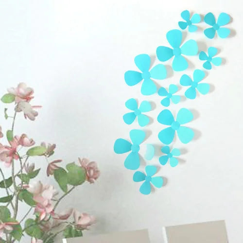 12 Pcs 3D Multicolor Flower Wall Stickers Home Decor Decals Self-adhesive