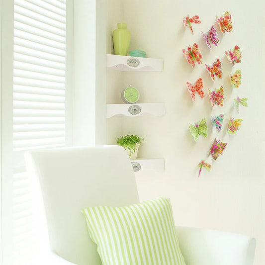 3D Butterfly Wall Stickers Set - 15 Pcs Flower Decor for Living Room & Bedroom