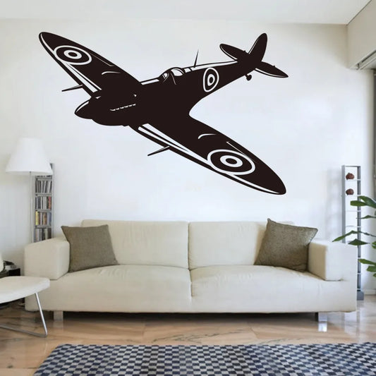 Spitfire Jet Wall Decal Kids Room Fighter Plane Sticker Military Vinyl Decor