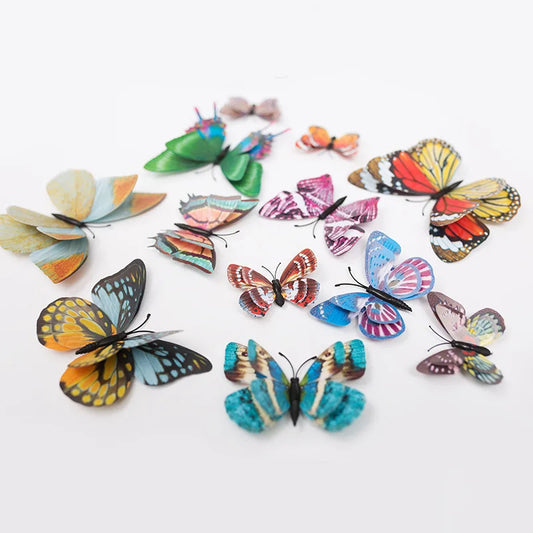 12 Luminous 3D Butterfly Wall Stickers Glow In The Dark Fridge Magnets