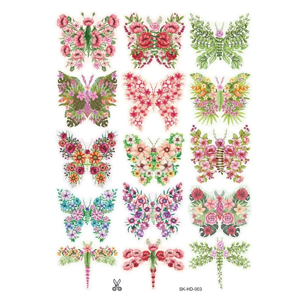 3D Butterfly Wall Stickers Set - 15 Pcs Flower Decor for Living Room & Bedroom