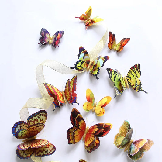 12Pcs 3D Butterfly Wall Stickers Magnet Fridge Wedding Decor