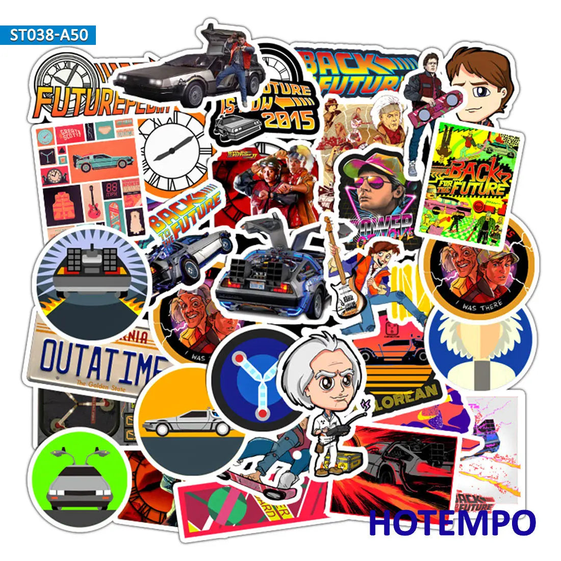 50pcs Classic Movie Back To The Future Stickers for Mobile Phone Laptop Luggage Case Skateboard Bike Helmet Style Decal Stickers