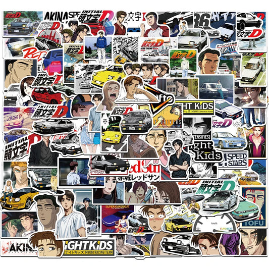 Anime Initial D Stickers - Waterproof, Cool, 10/30/50/100PCS for Skateboard, Laptop, Phone, Bike, Car, Luggage