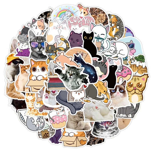 Kawaii Cat Stickers 10/30/50PCS Waterproof Decals for Motorcycle, Luggage, Guitar, Skateboard, Kids Gifts