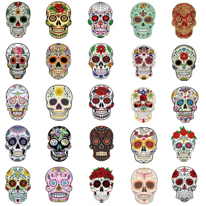 10/30/50PCS Colorful Skull Skeleton Funny Stickers DIY Car Motorcycle Luggage Phone Guitar Laptop Waterproof Joke Toy Sticker