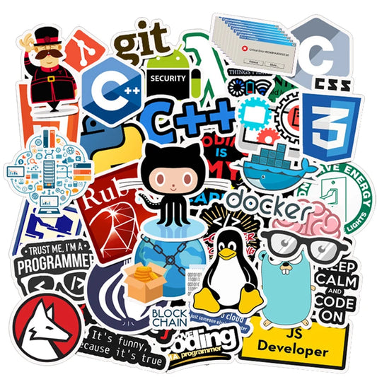 Programmer Geek Java Waterproof Stickers Pack for Laptop, Skateboard, Guitar, Luggage, Kids Toys