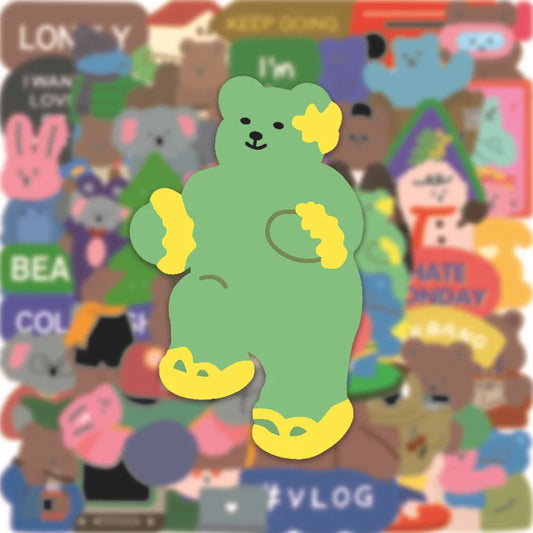 Cartoon Bear Graffiti Stickers Pack - Laptop, Car, Bike Decor