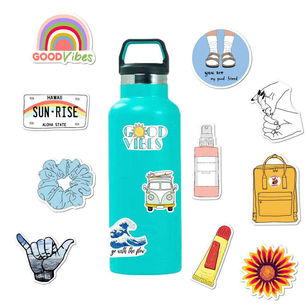 35pcs 100% Vinyl Cute Nature VSCO Girl Stickers for Water Bottles Waterproof Aesthetic Stickers for Girls Laptop Decals