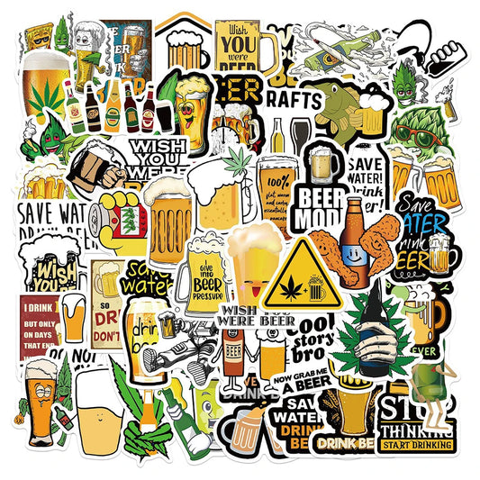 Funny Beer Stickers Pack - Skateboard, Laptop, Motorcycle, Phone, Party, Graffiti Decals
