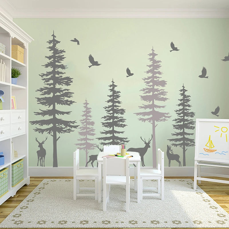 Large Deer Tree Wall Sticker Decal - Jungle Forest Vinyl Decor for Bedroom, Nursery, Office