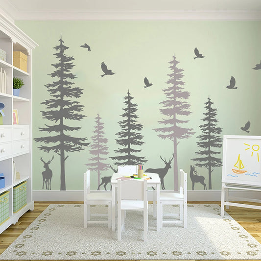 Large Deer Tree Wall Sticker Decal - Jungle Forest Vinyl Decor for Bedroom, Nursery, Office
