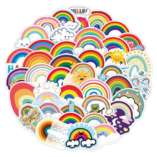 Rainbow Bridge Cartoon Waterproof Stickers - Skateboard, Fridge, Motorcycle, Luggage, Graffiti Decals (10/30/50PCS)