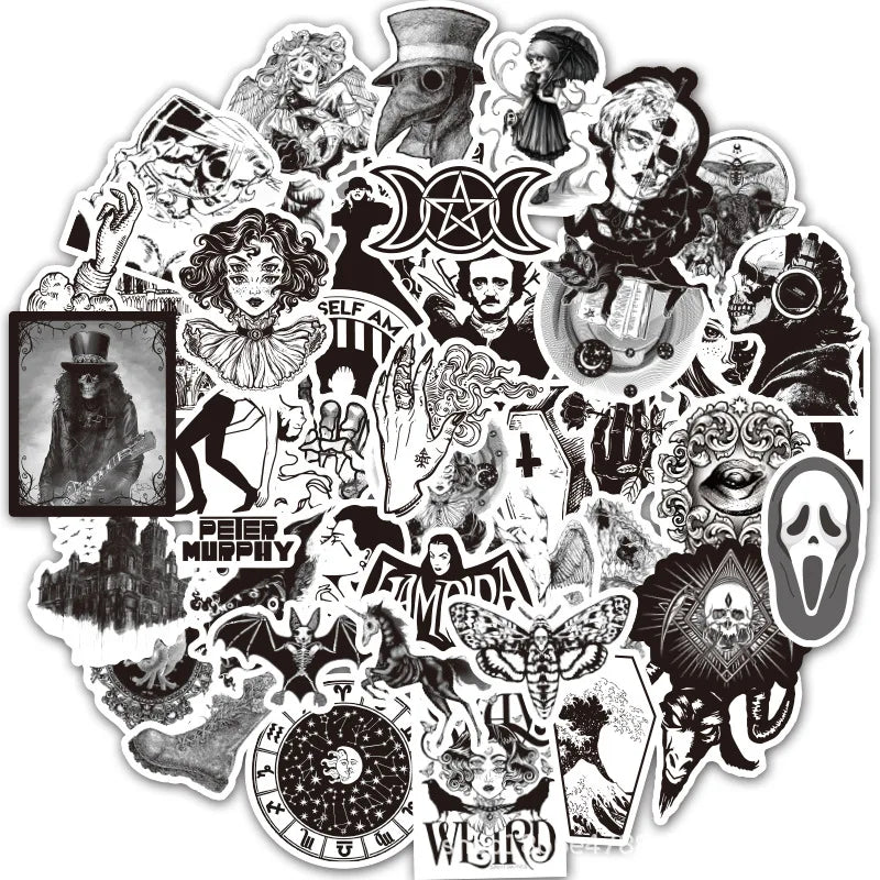 50 Gothic Horror Stickers Waterproof Skateboard Motorcycle Guitar