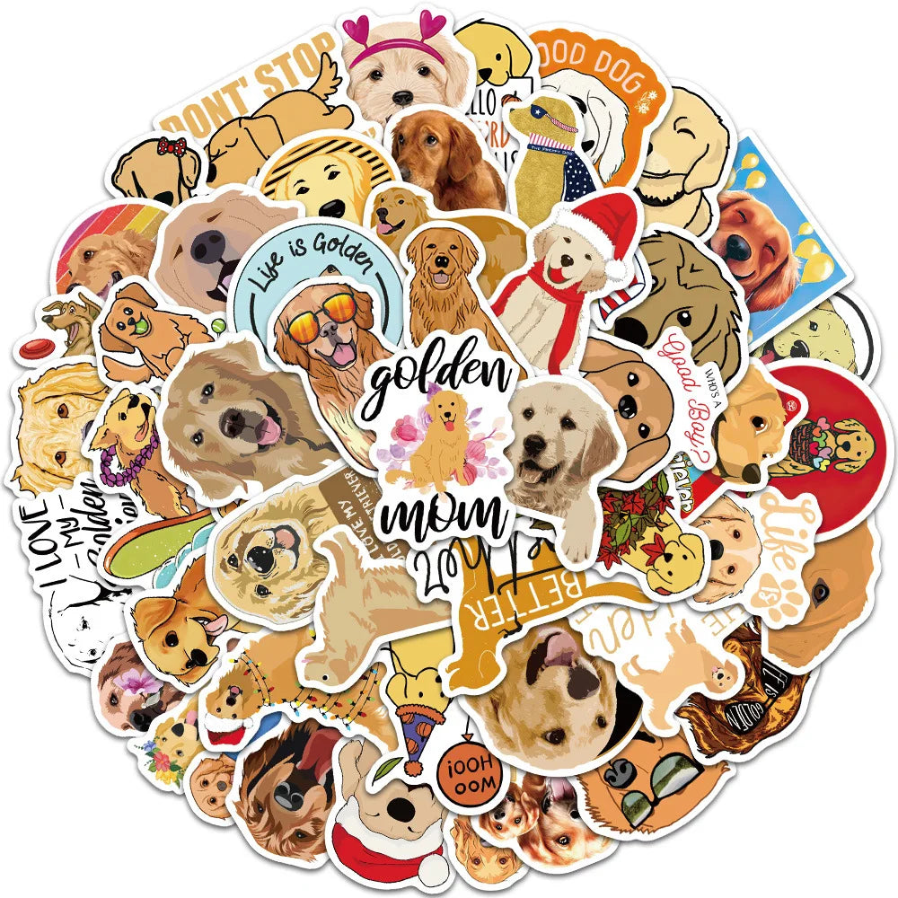 10/30/50PCS Golden Retriever Dog Stickers Cartoon DIY Bike Travel Luggage Laptop Kid Toys Classic Toy Decals Graffiti Sticker F3