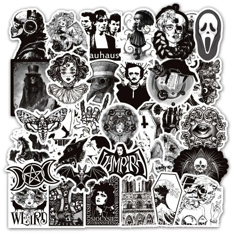 50 Gothic Horror Stickers Waterproof Skateboard Motorcycle Guitar