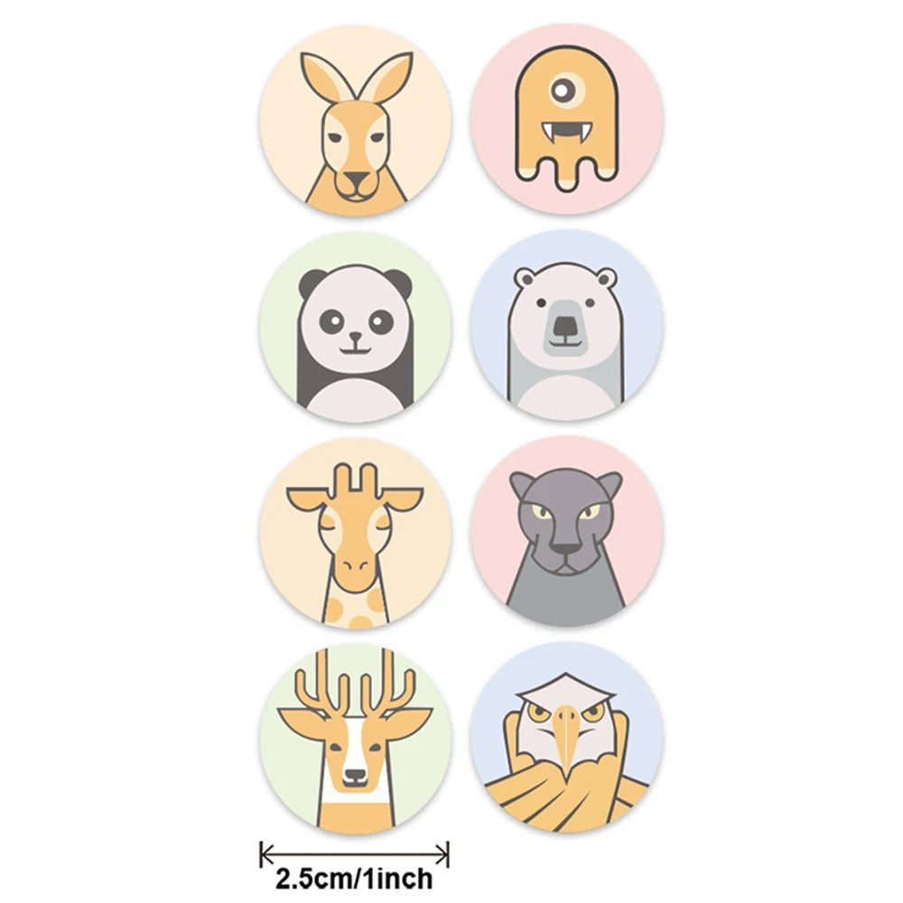 100-500pcs Cute Cartoon Animal Stickers Teacher Reward Stickers for Kids Thank You DIY Handmade Gift decoration Label Stationery