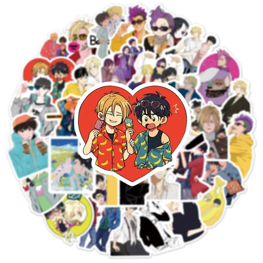 Banana Fish Anime Stickers 10/30/50pcs for Luggage, Wall, Water Bottle, Trolley, Kids