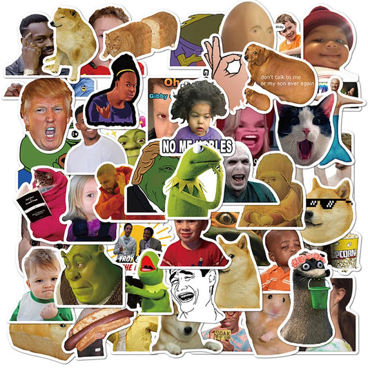 Meme Stickers Pack for Laptop, Guitar, Skateboard, Fridge, Motorcycle - DIY Decals, Kid Gift