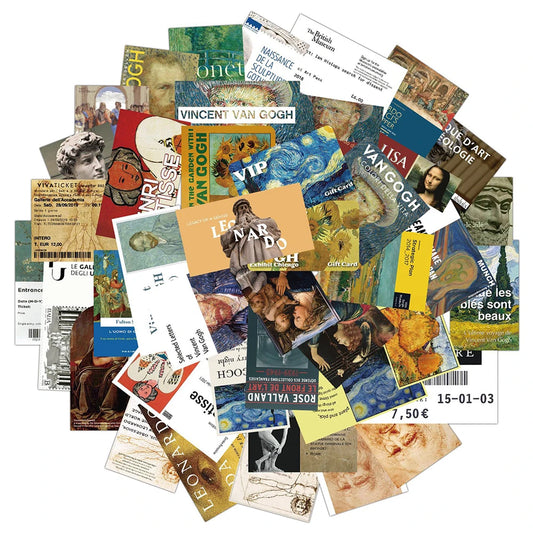 Art Museum Painting Stickers 10/30/50PCS for Luggage, Guitar, Skateboard, Motorcycle, DIY Toy