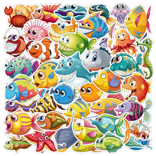 Sea Animal Stickers: Cute Cartoon Waterproof Decals for Laptop, Guitar, Kids Scrapbook (10/20/40PCS)