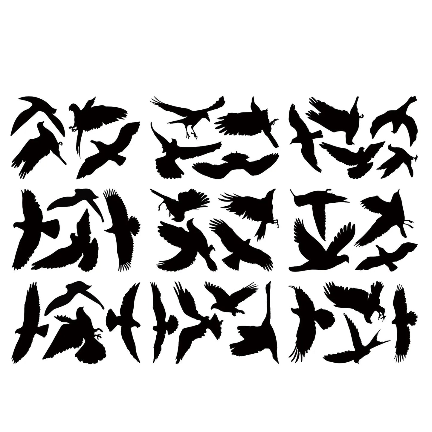 Anti-Collision Sticker Black Bird Glass Windows Stickers Static Electricity Removable Windows DIY Wall Decals Home Decoration