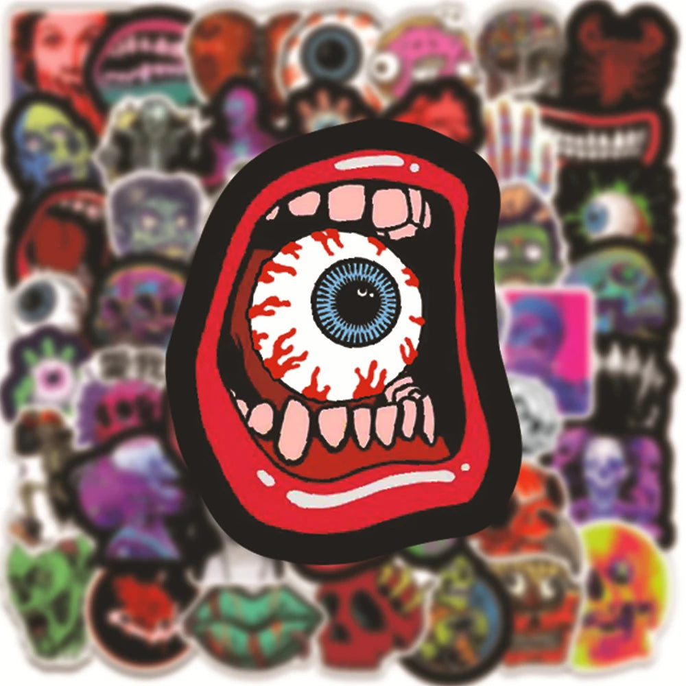 10/30/50PCS Halloween Horror Skull Zombie Stickers Skateboard Fridge Guitar Laptop Motorcycle Travel Cool Graffiti Decal Sticker