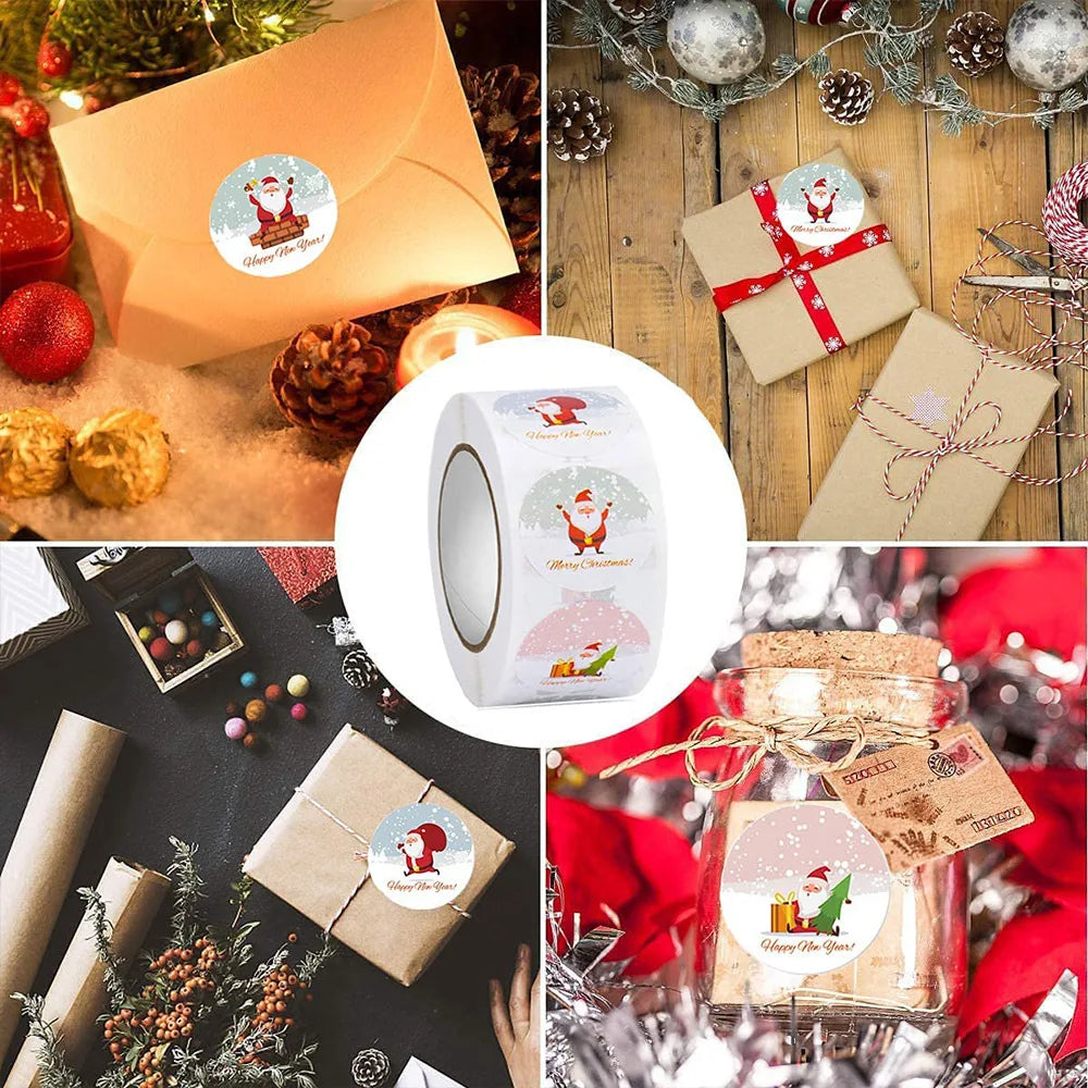 100-500Pcs Merry Christmas Stickers Festival Gift Packaging Seal Labels for New year decor, Greeting cards, Candy bags Stickers