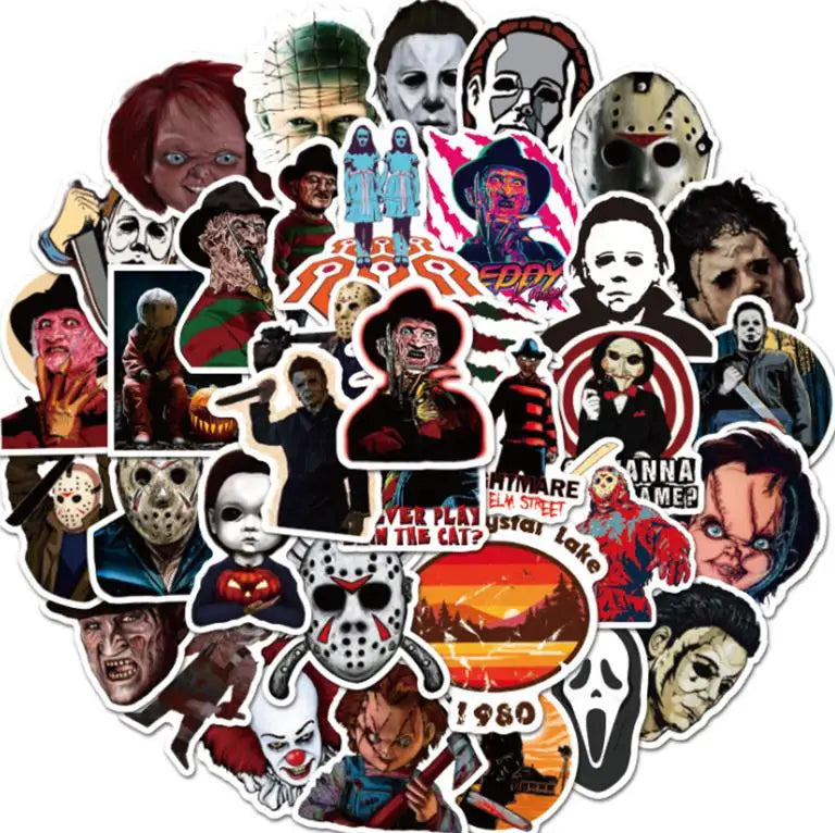 10/30/50pcs   Halloween Themed Horror Characters  Graffiti Waterproof Skateboard Travel Suitcase Phone Laptop Luggage Stickers