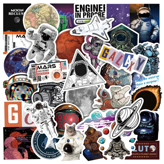 Astronaut Space Stickers 10/30/50PCS for Phone, Laptop, Luggage, Guitar, Kids Toys