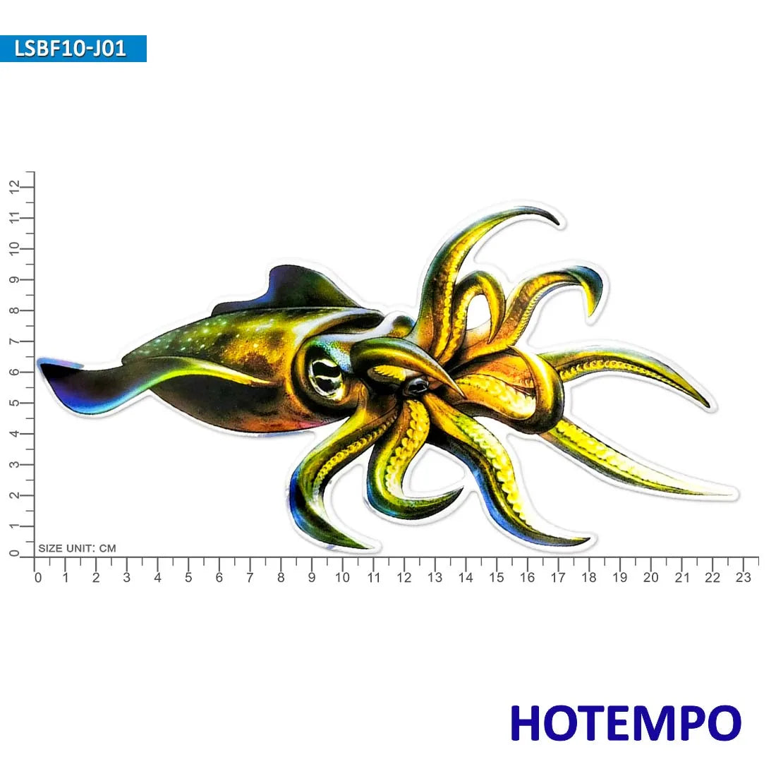 7.87inch 20cm Laser Big Size Sea Fish Squid Yellowfin Bluefin Perch Holographic Stickers for Fisherman Boats Luggage Car Sticker