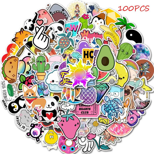 50/100 PCS Cartoon Simple VSCO Girls Kawaii Stickers For Chidren Toy Waterproof Sticker to DIY Laptop Bicycle Helmet Car Decals