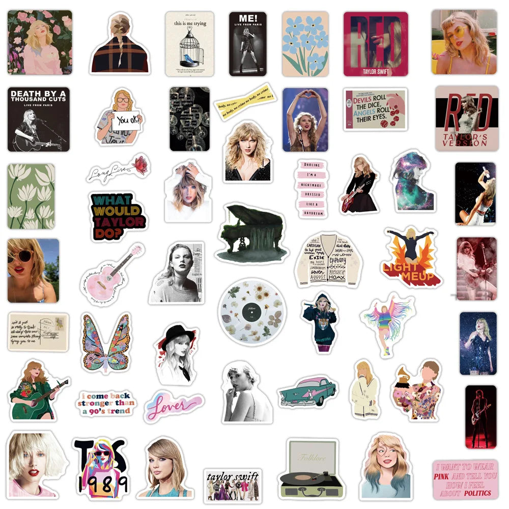 10/30/50PCS Alison Swift Taylor Stickers Folk Song Album Laptop Guitar Skateboard Phone Decals Cartoon Singer Stickers Kid Toy