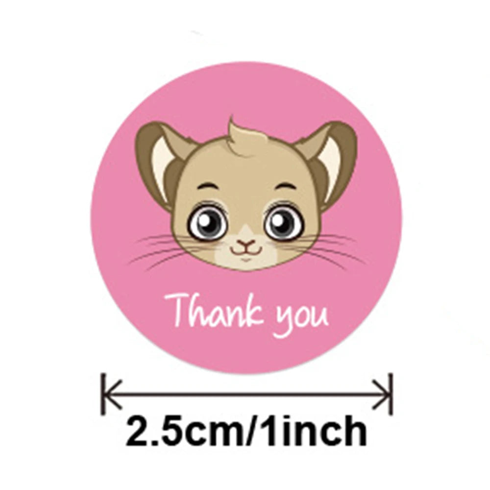 100-500pcs Cartoon Sticker 8 Cute Animal Thank You Stickers for DIY Scrapbooking Stationery Girl or Boy Kids Gifts Seal Labels