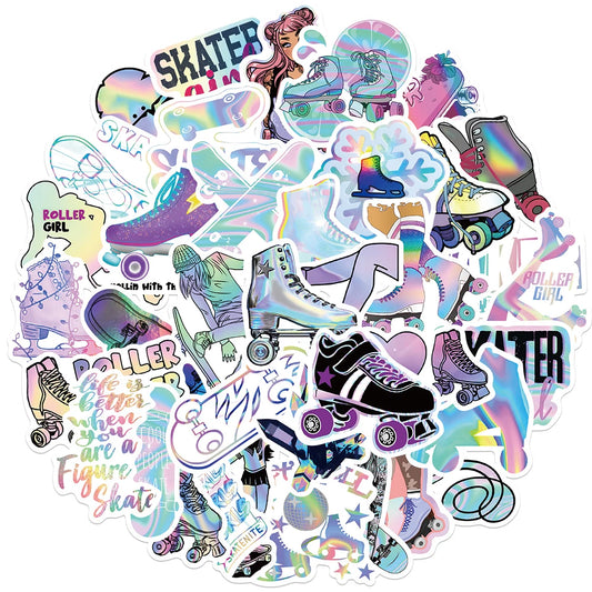 Cool Holographic Skating Stickers: 10/30/50pcs for Skateboard, Phone, Luggage, Helmet, DIY Decals