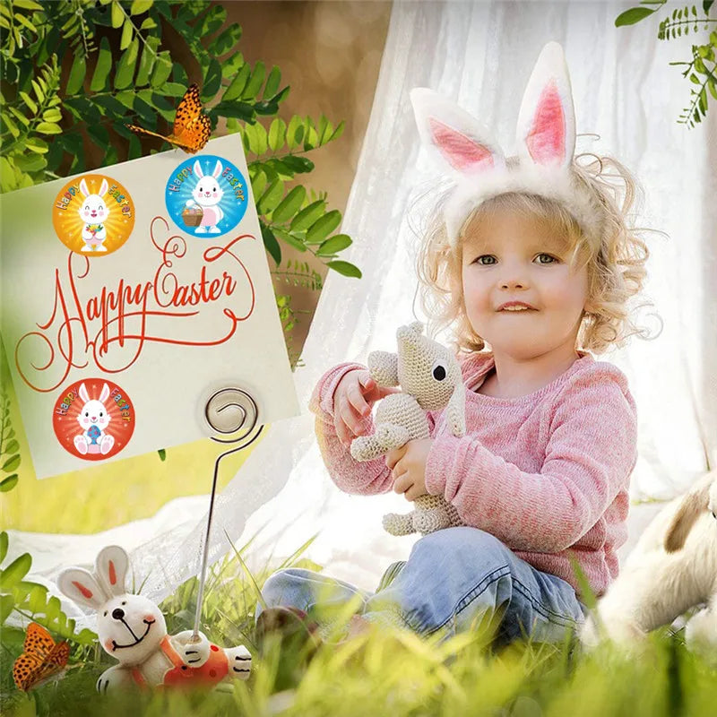 500Pcs Easter Stickers Self Adhesive Paper Sticker Happy Easter Party Gift Package Envelope Seal Decoration Cake Baking Labels