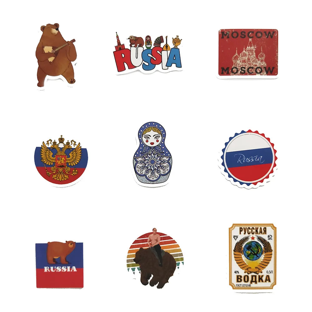 10/30/50PCS Retro Mix Russia Sign Matryoshka Bear Power Cool Stickers Motorcycle Laptop Guitar Phone Graffiti Decal Sticker Toy