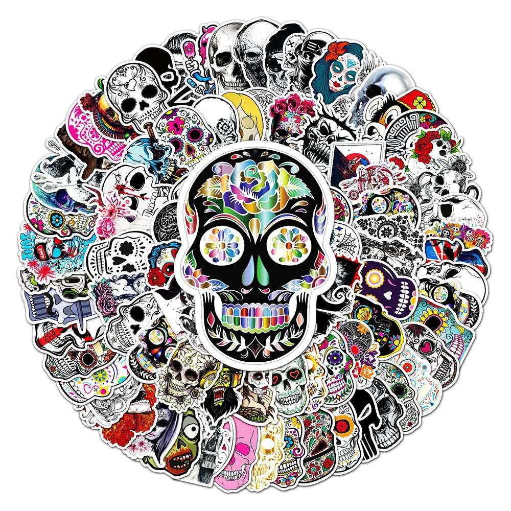 10/30/50/100PCS Horror Skull Zombie Waterproof Skateboard Fridge Bike Laptop Motorcycle Luggage Car Cool Graffiti Decal Sticker