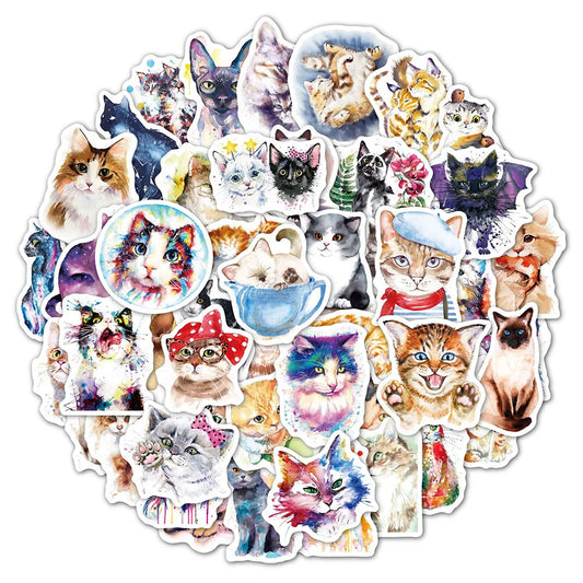 Cute Cartoon Cat Stickers for Luggage, Laptop, Bike - 10/30/50PCS
