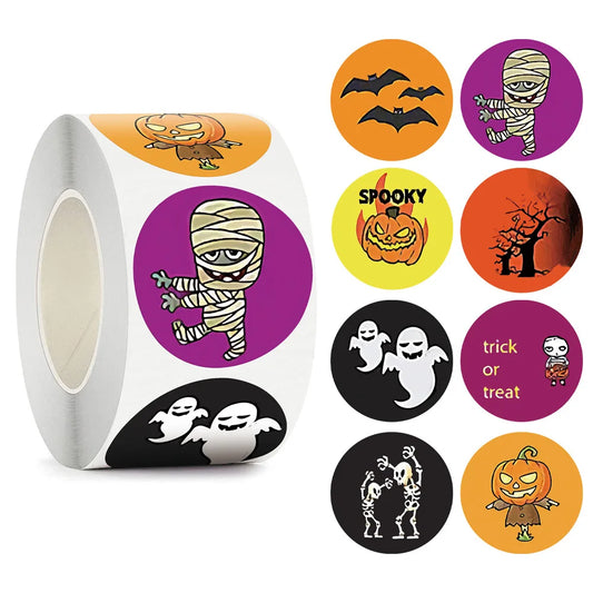 100-500pcs Halloween Pumpkin Ghost Sticker Packaging Sealing Label Sticker 1inch Gift Stickers Labels Horror Creation Decoration