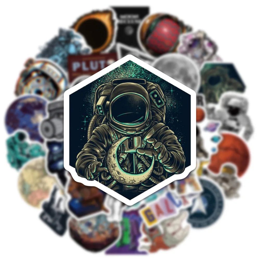 10/30/50/100PCS Outer Space Astronaut Waterproof Stickers Graffiti Decals Laptop Phone Luggage Skateboard Sticker for Kids Toy