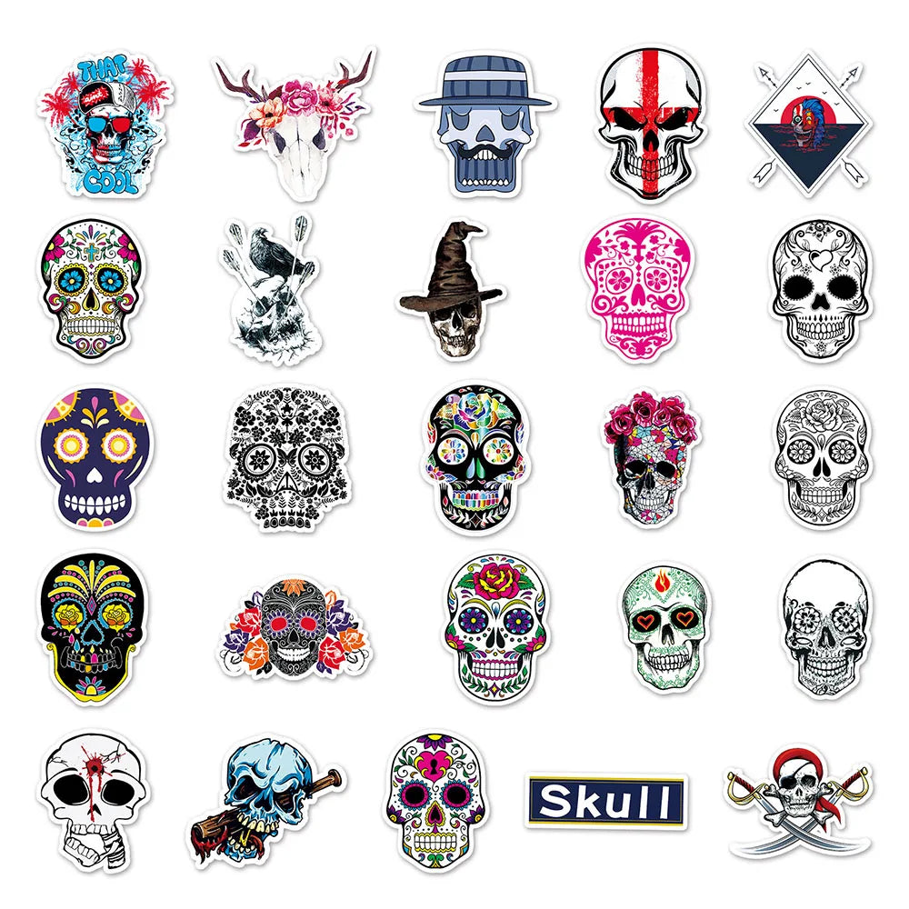 10/30/50/100PCS Horror Skull Zombie Waterproof Skateboard Fridge Bike Laptop Motorcycle Luggage Car Cool Graffiti Decal Sticker