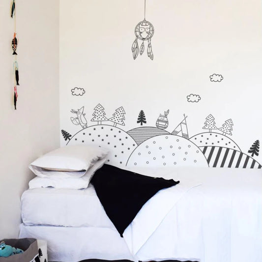 Scandinavian Mountain Wall Sticker Kids Room Decor Vinyl Decal