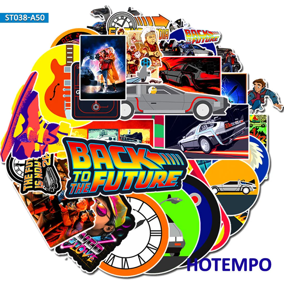 50pcs Classic Movie Back To The Future Stickers for Mobile Phone Laptop Luggage Case Skateboard Bike Helmet Style Decal Stickers