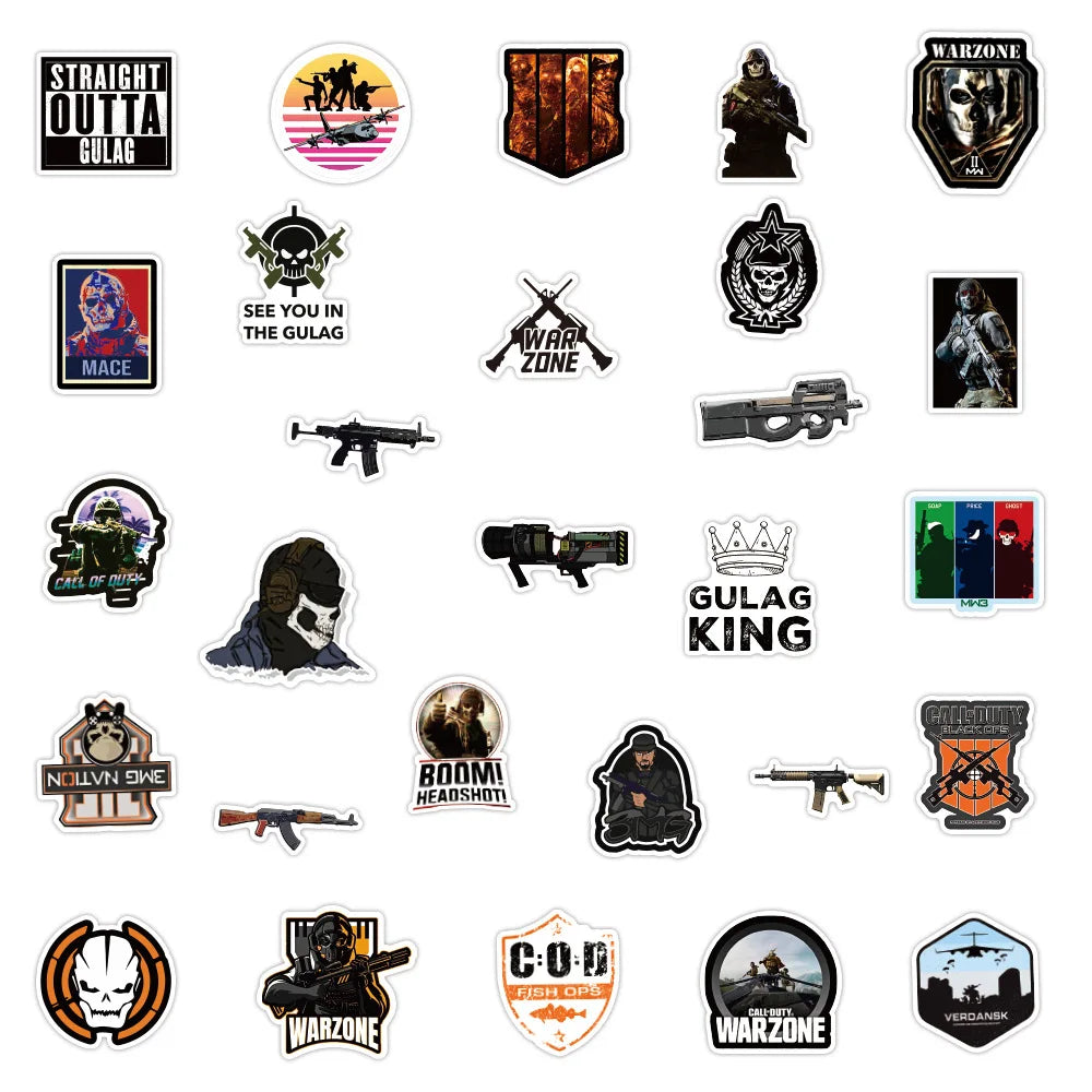 10/30/50PCS Cool Game COD Call of Duty Stickers Skateboard Guitar Car DIY Laptop Motorcycle Phone Bike Graffiti Sticker Kid Toy