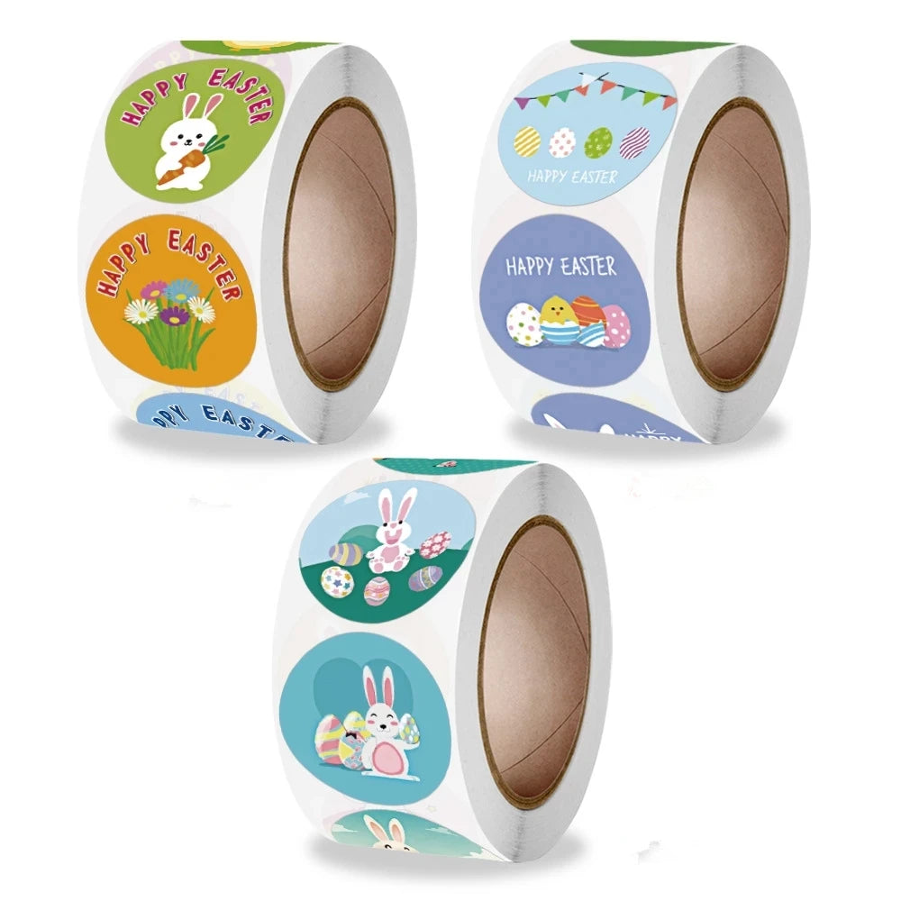 Stickers 500 Pcs/roll Easter Cute Toy Sticker Seal Sticker Thanks Handmade Crafts Decoration Sticker Label