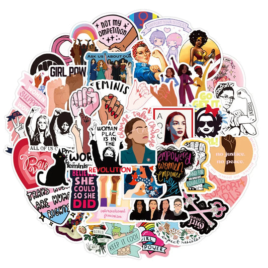 Feminist Cartoon Graffiti Stickers - Waterproof for Laptop, Guitar, Motorcycle, Fridge (10/30/50PCS)